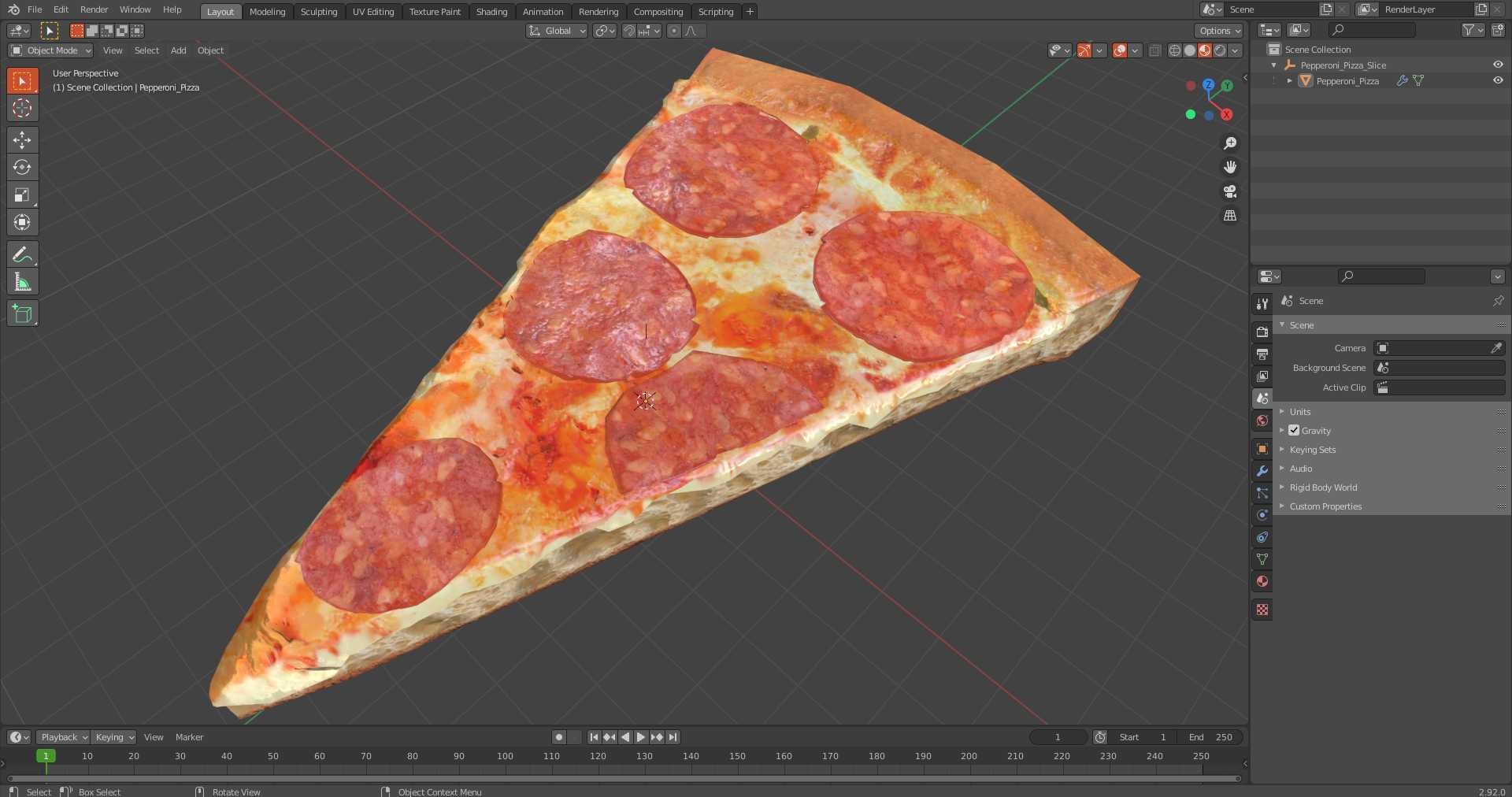 3D Pepperoni Pizza Slice