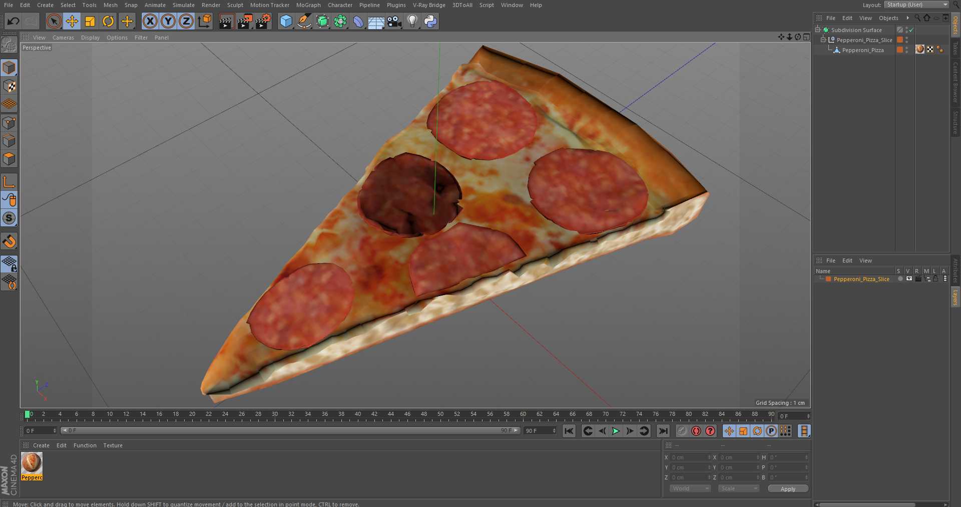 3D Pepperoni Pizza Slice