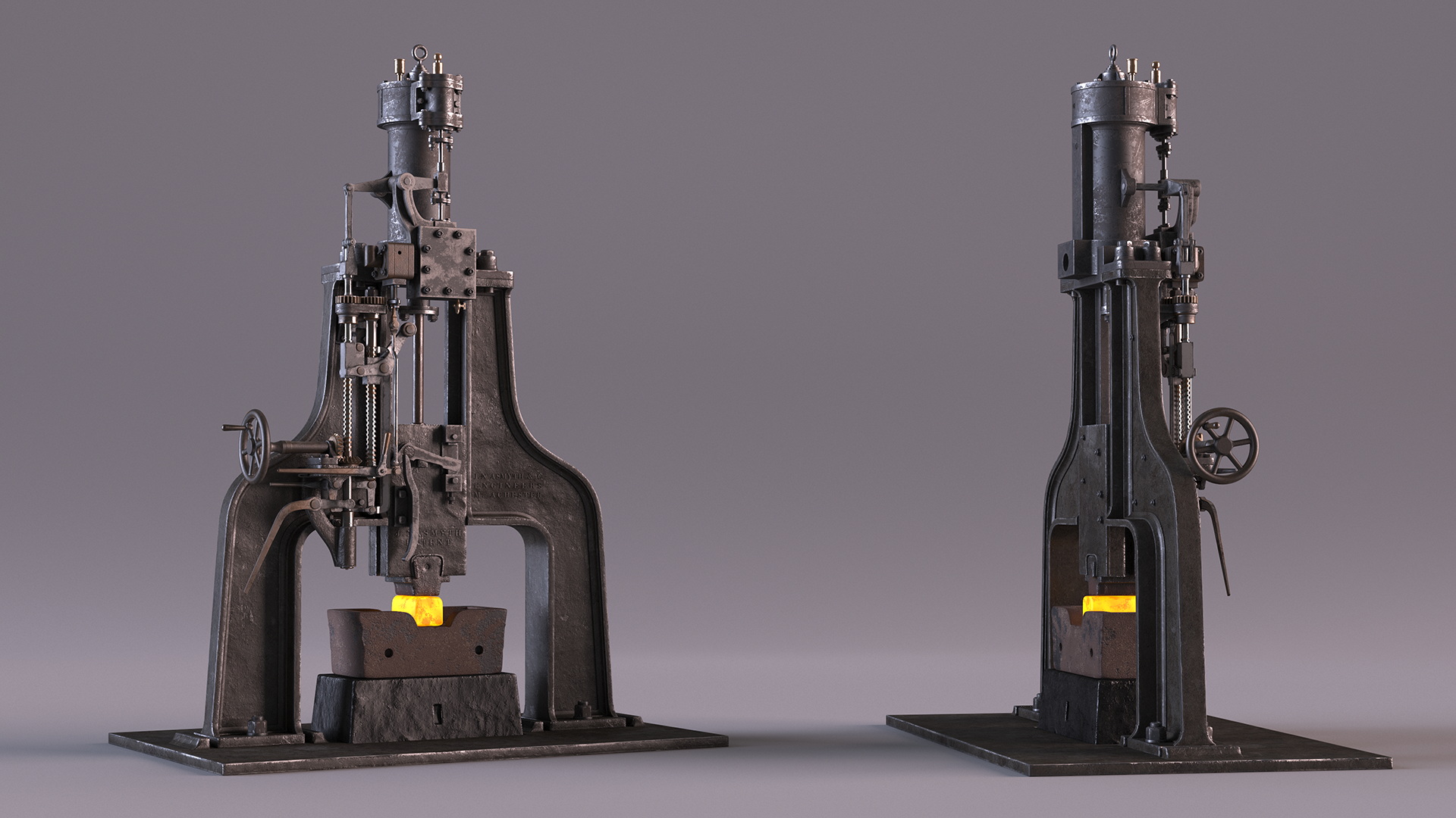 3D Vintage Industrial Steam Hammer