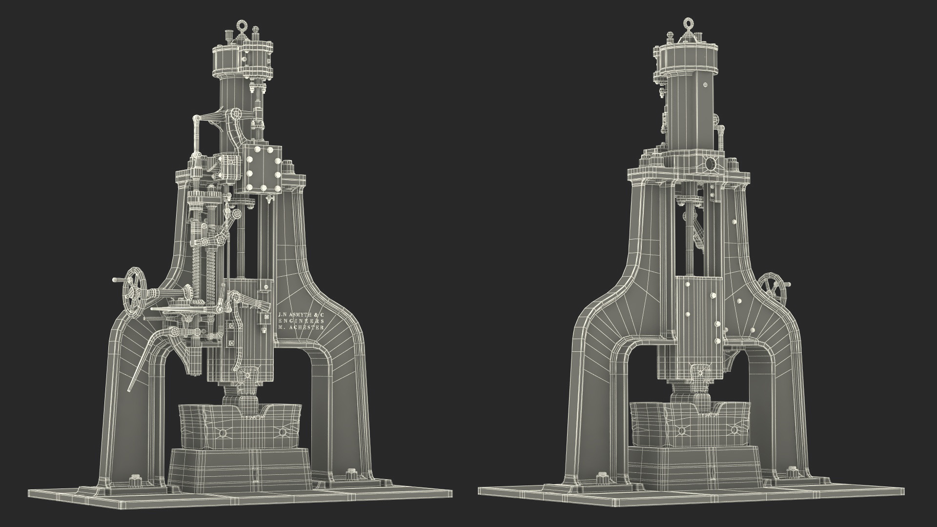 3D Vintage Industrial Steam Hammer