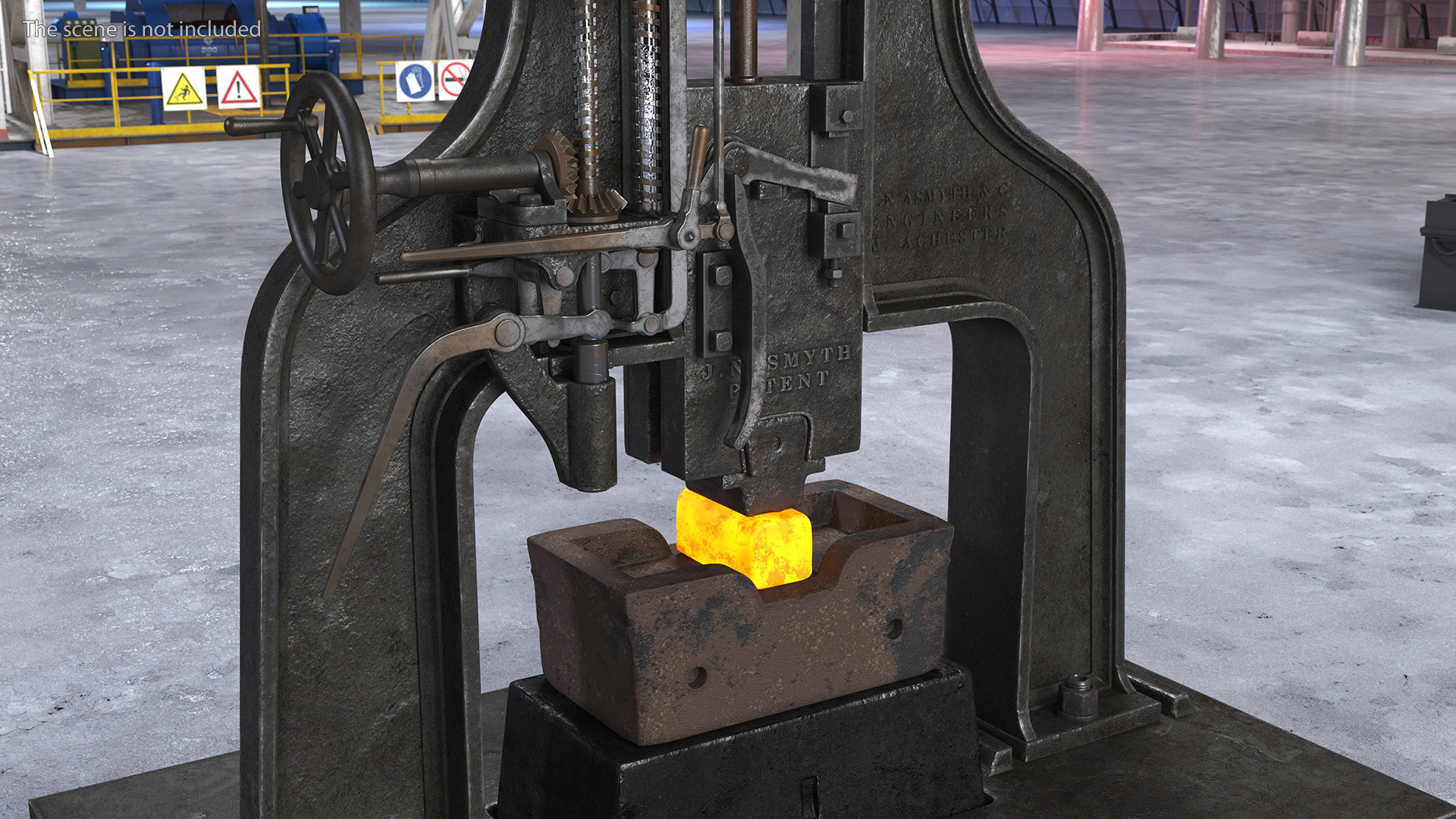 3D Vintage Industrial Steam Hammer
