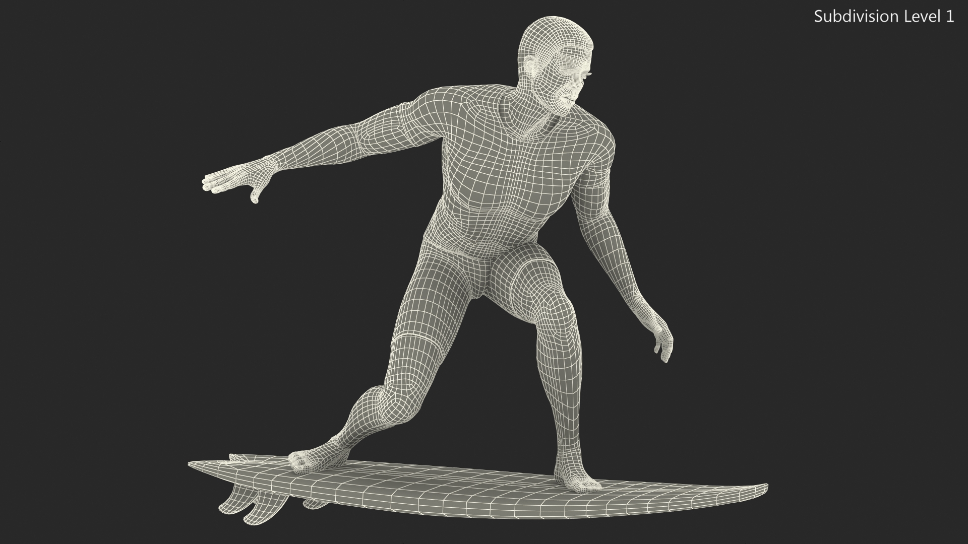 Black Man On Surfboard 3D