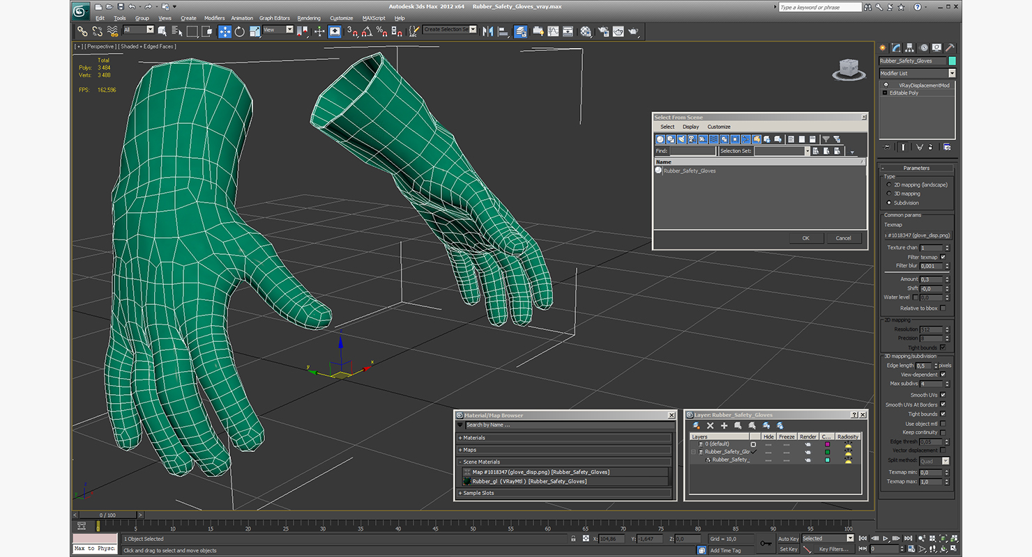 3D model Rubber Safety Gloves