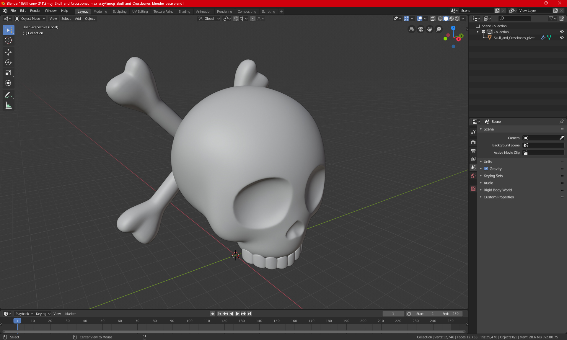 3D Emoji Skull and Crossbones
