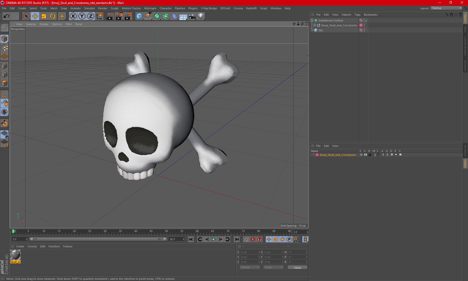 3D Emoji Skull and Crossbones