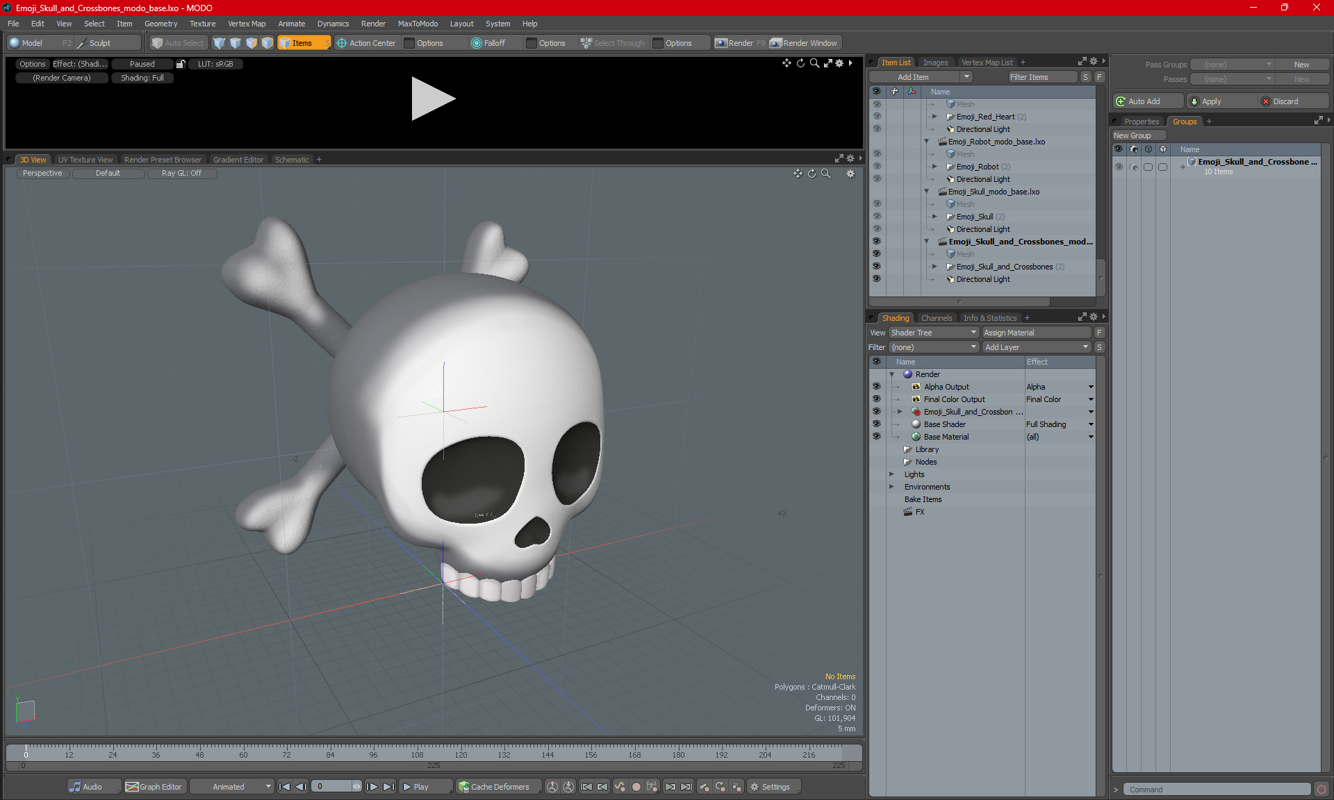 3D Emoji Skull and Crossbones