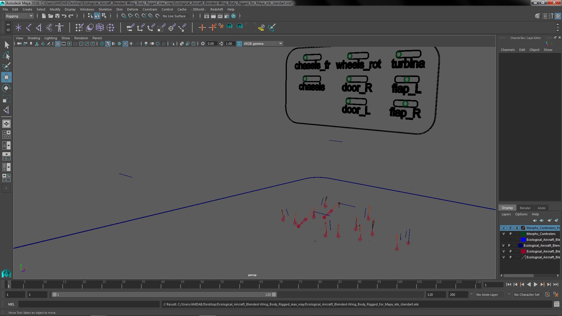 3D Ecological Aircraft Blended-Wing Body Rigged for Maya model