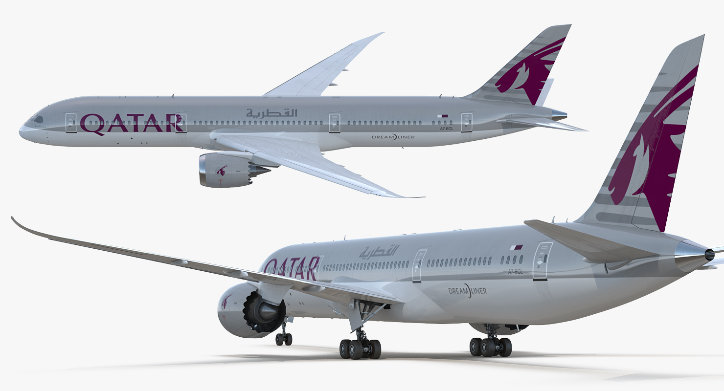 3D Boeing 787 9 Dreamliner QATAR Rigged
