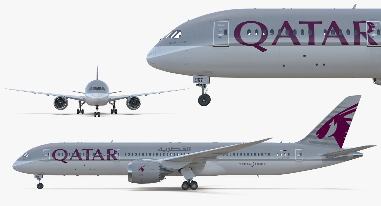 3D Boeing 787 9 Dreamliner QATAR Rigged