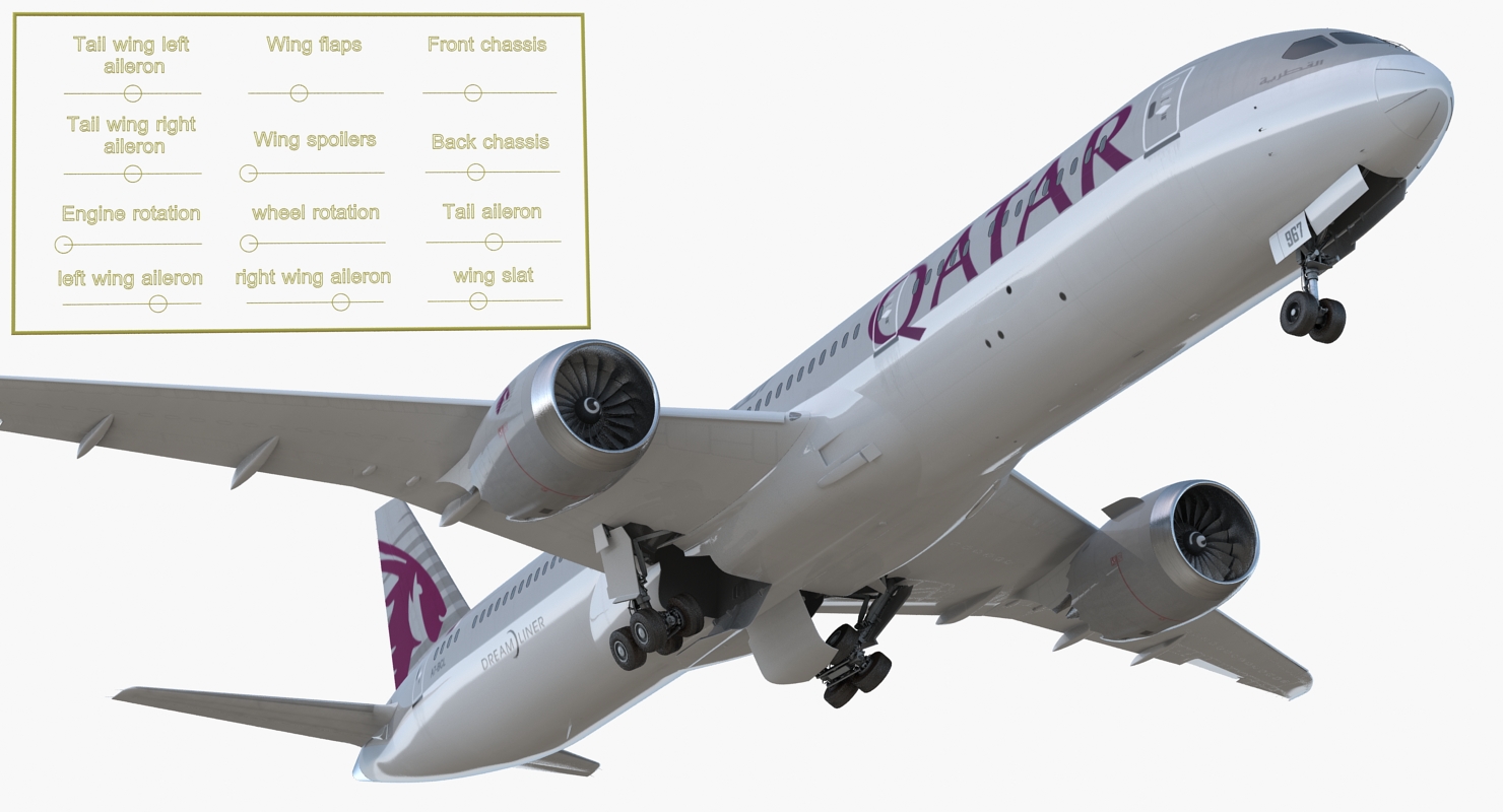 3D Boeing 787 9 Dreamliner QATAR Rigged