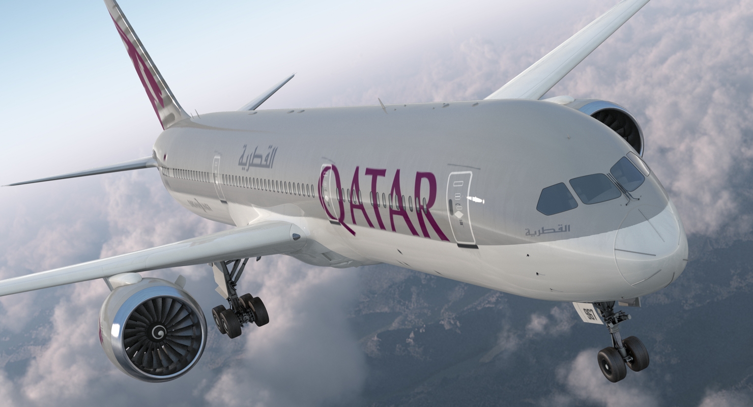 3D Boeing 787 9 Dreamliner QATAR Rigged