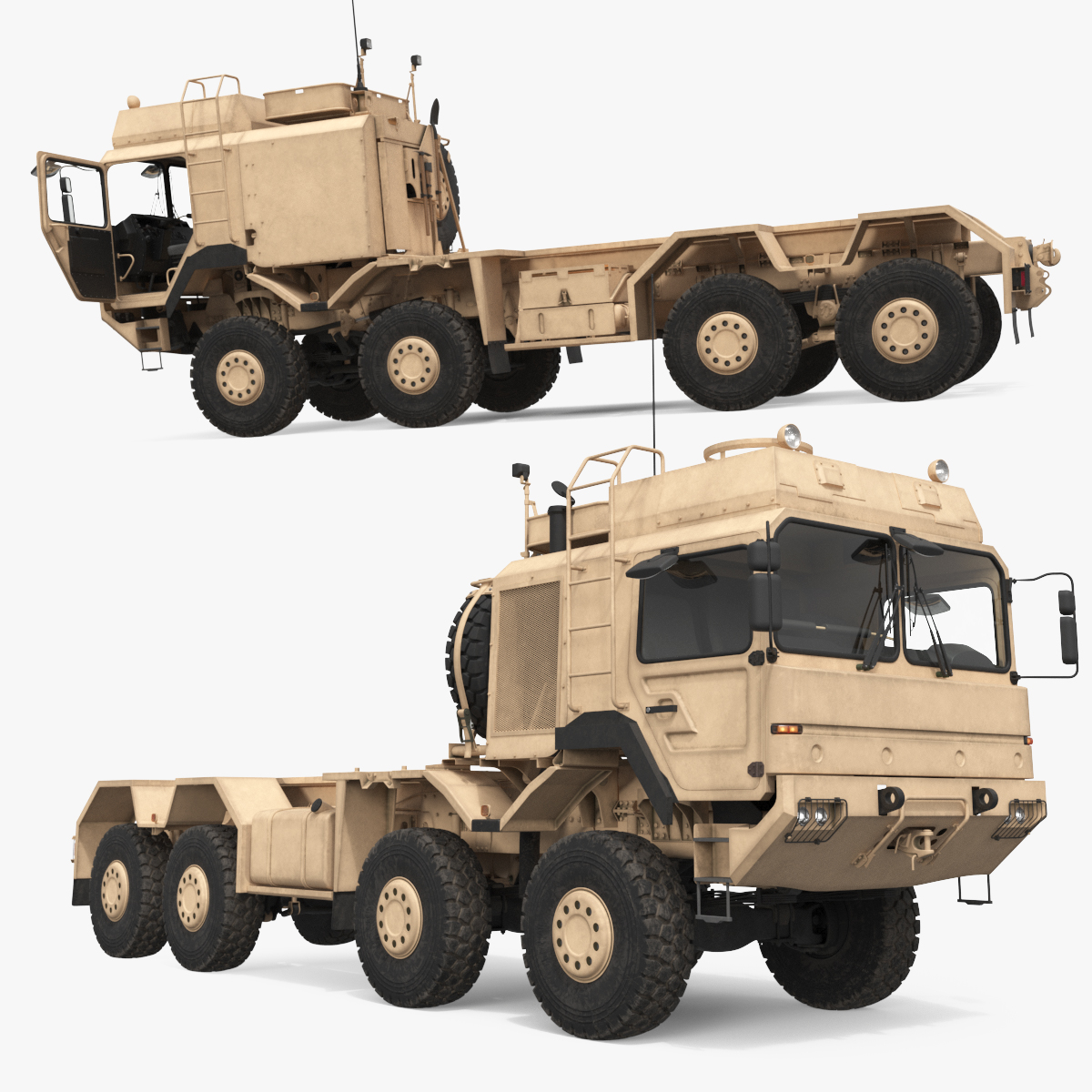 Military Multi Axle Flatbed Chassis Truck Rigged