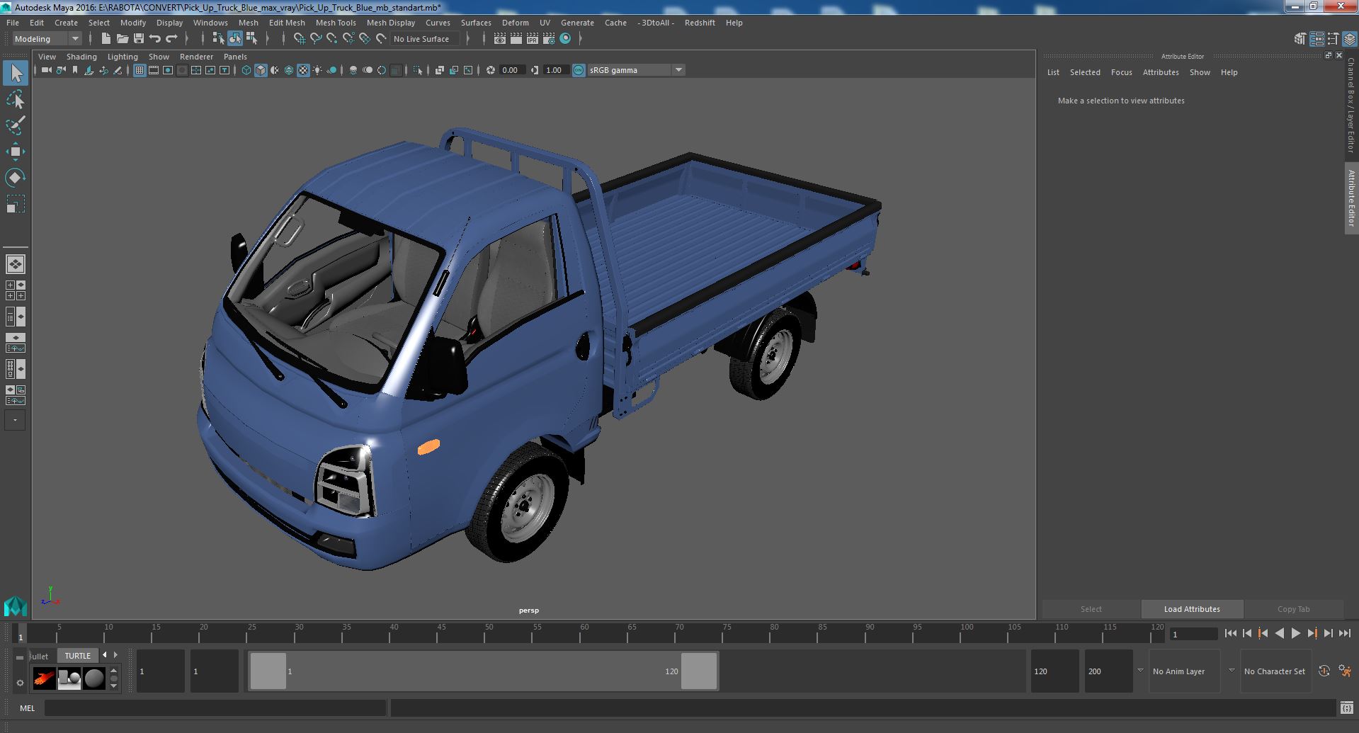 3D Pick Up Truck Blue model