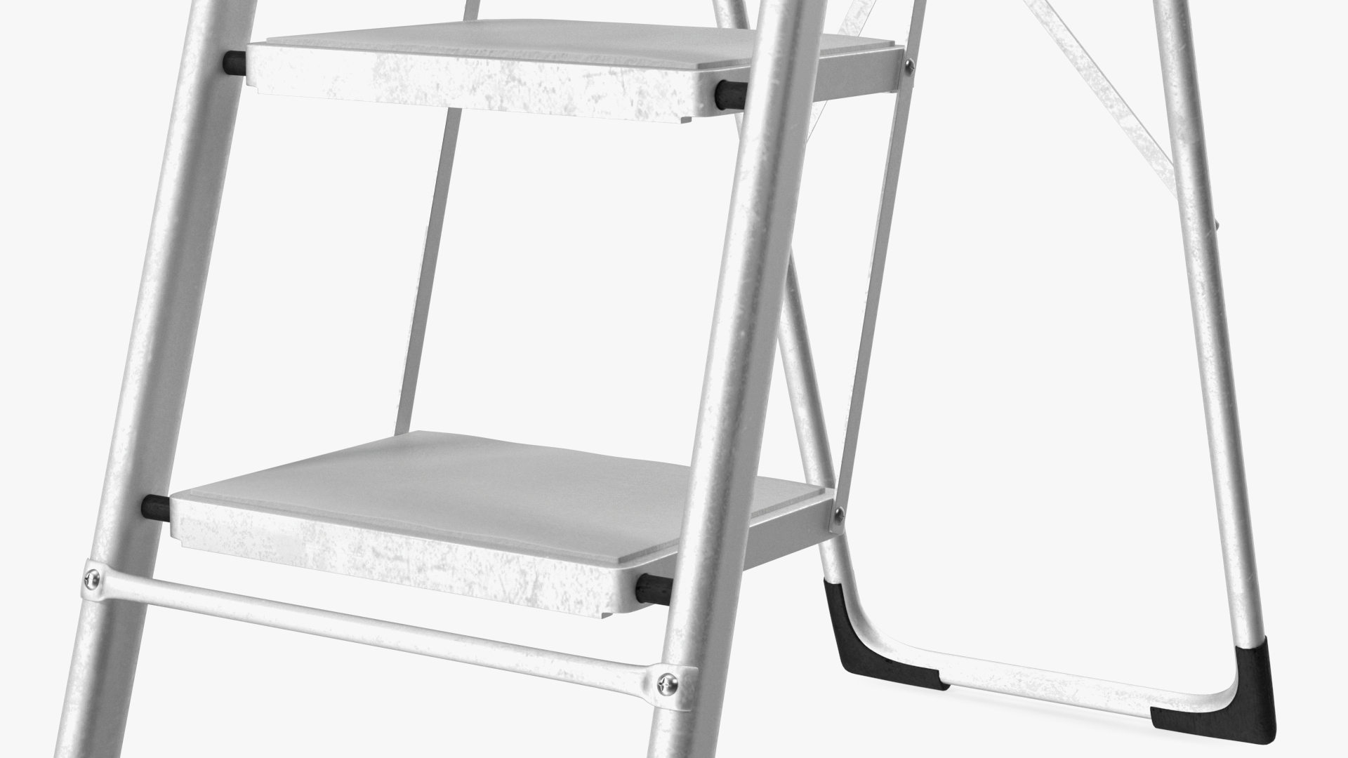 3D 4 Step Folding Aluminium Household Ladder Rigged model