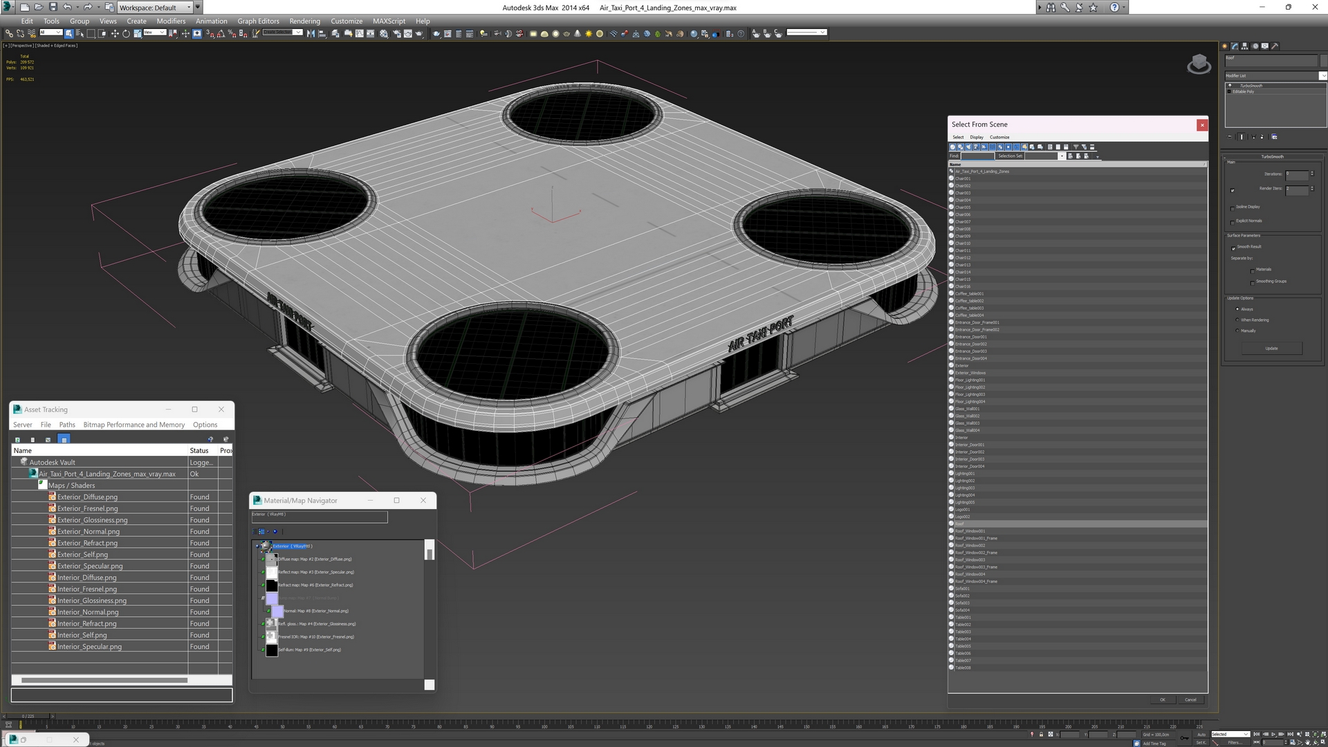 Air Taxi Port 4 Landing Zones 3D model