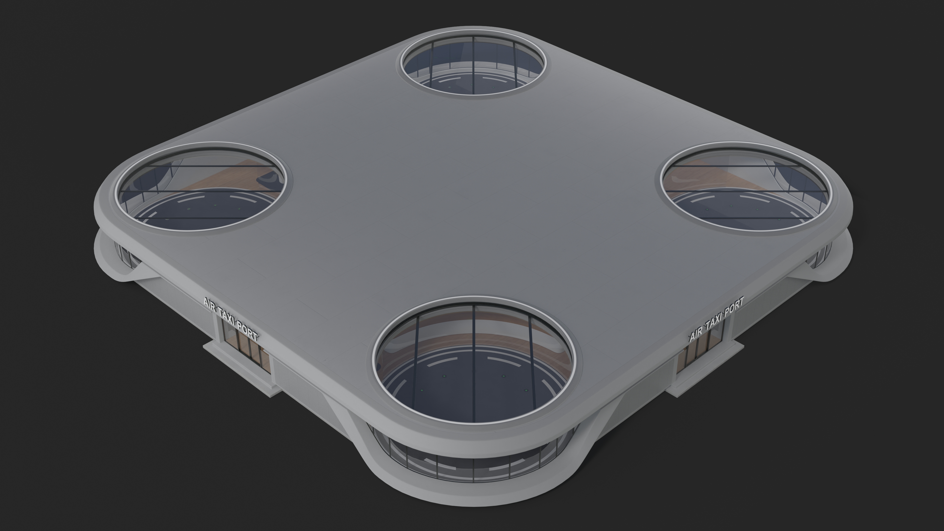 Air Taxi Port 4 Landing Zones 3D model