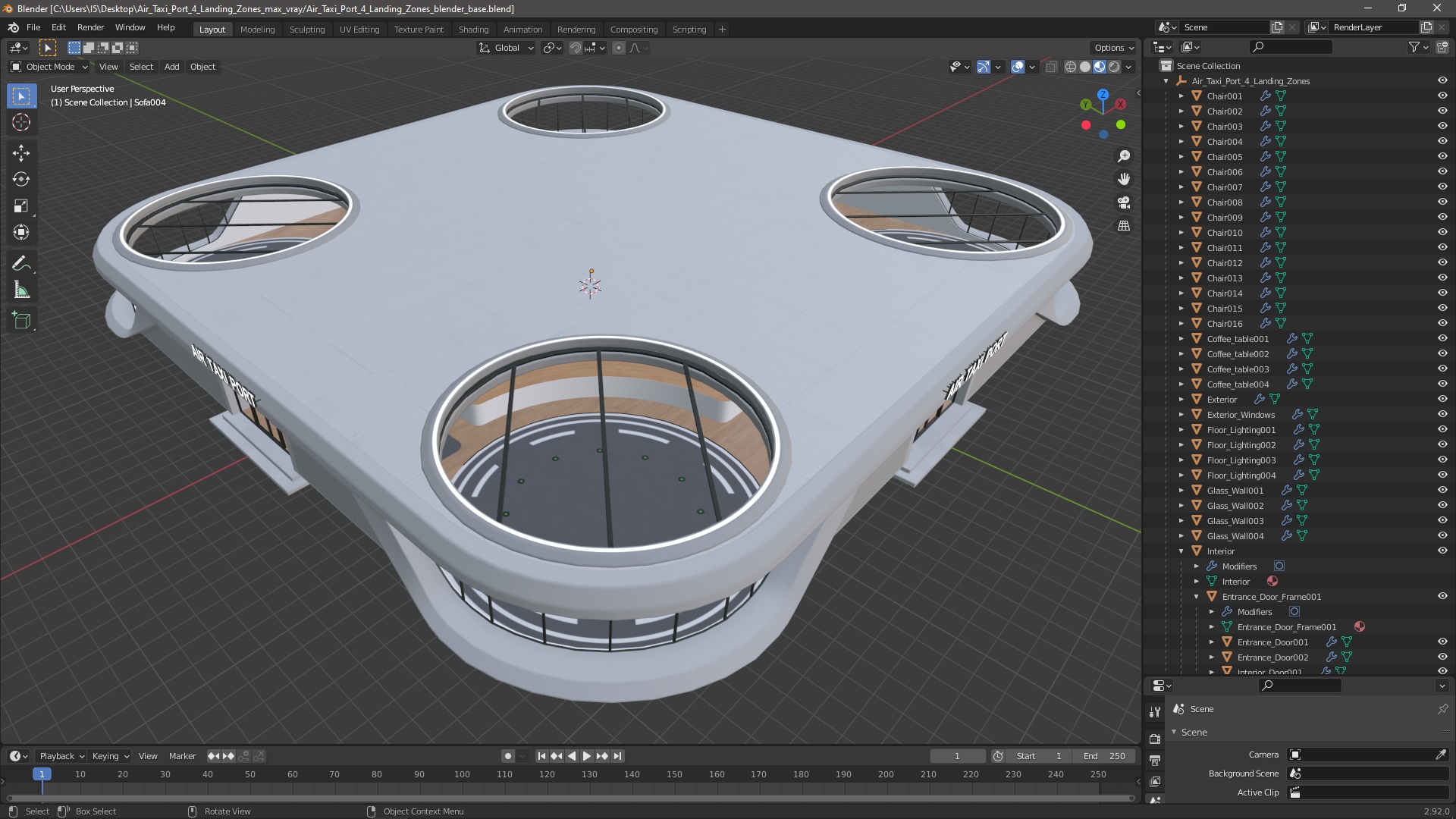 Air Taxi Port 4 Landing Zones 3D model