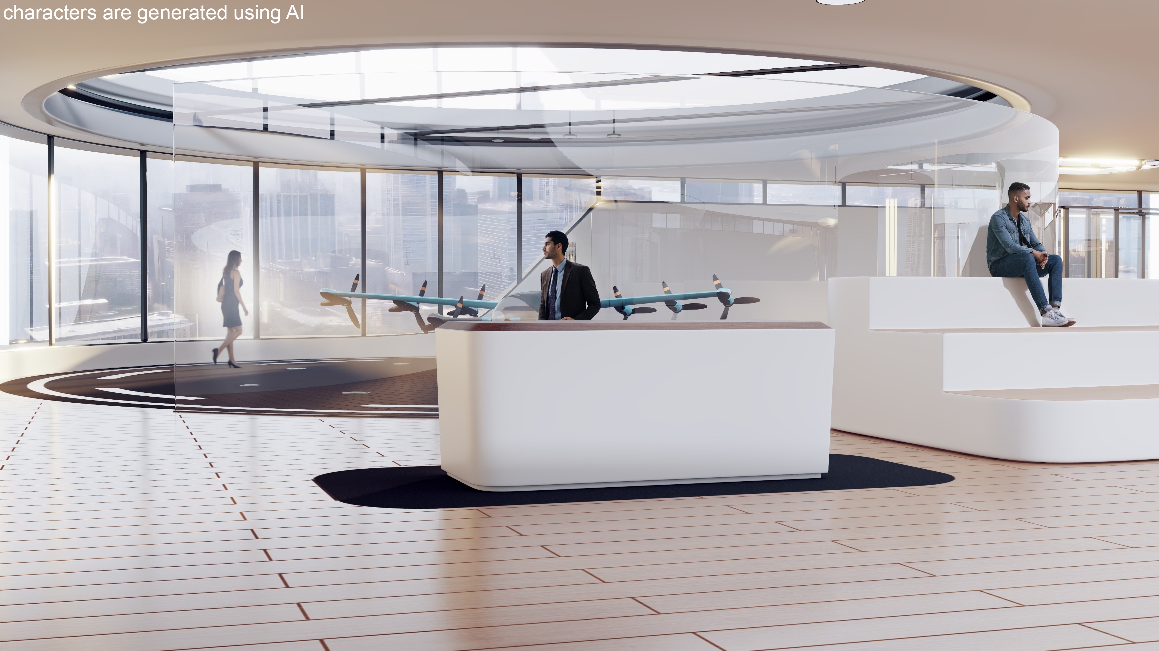 Air Taxi Port 4 Landing Zones 3D model
