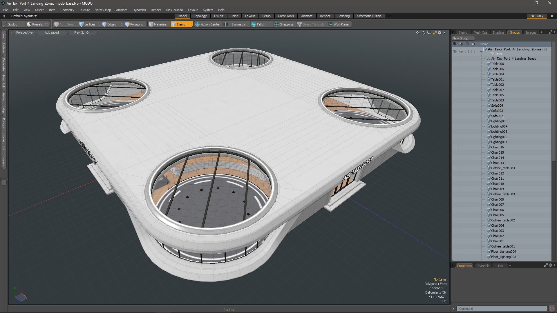 Air Taxi Port 4 Landing Zones 3D model