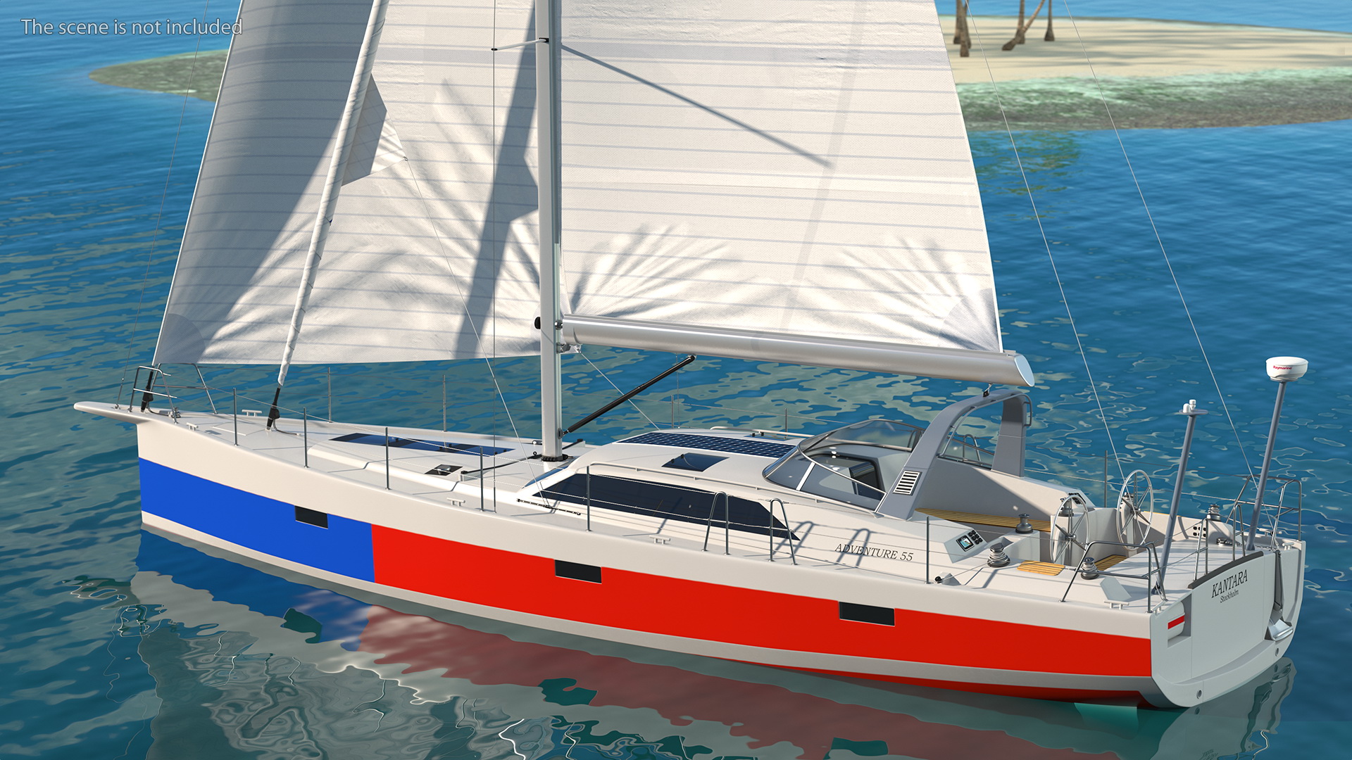 3D model Offshore Sailing Yacht Colored