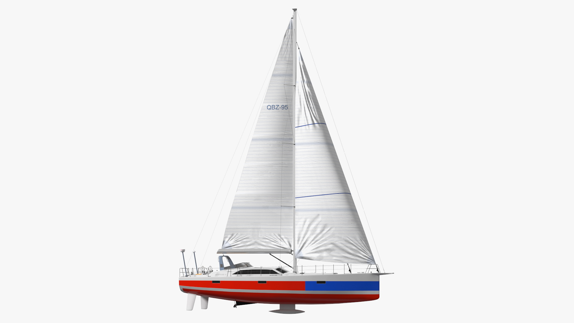 3D model Offshore Sailing Yacht Colored