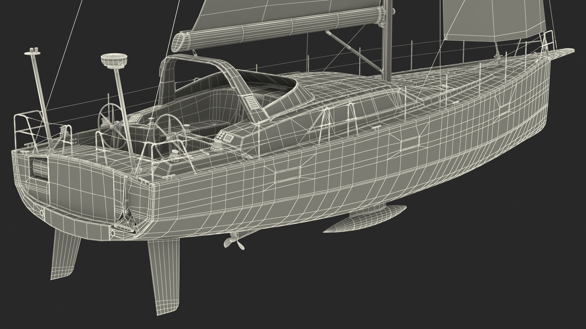 3D model Offshore Sailing Yacht Colored