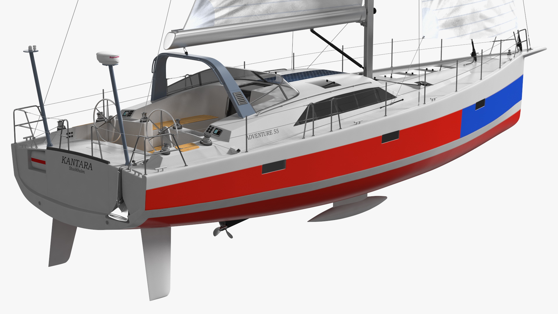 3D model Offshore Sailing Yacht Colored