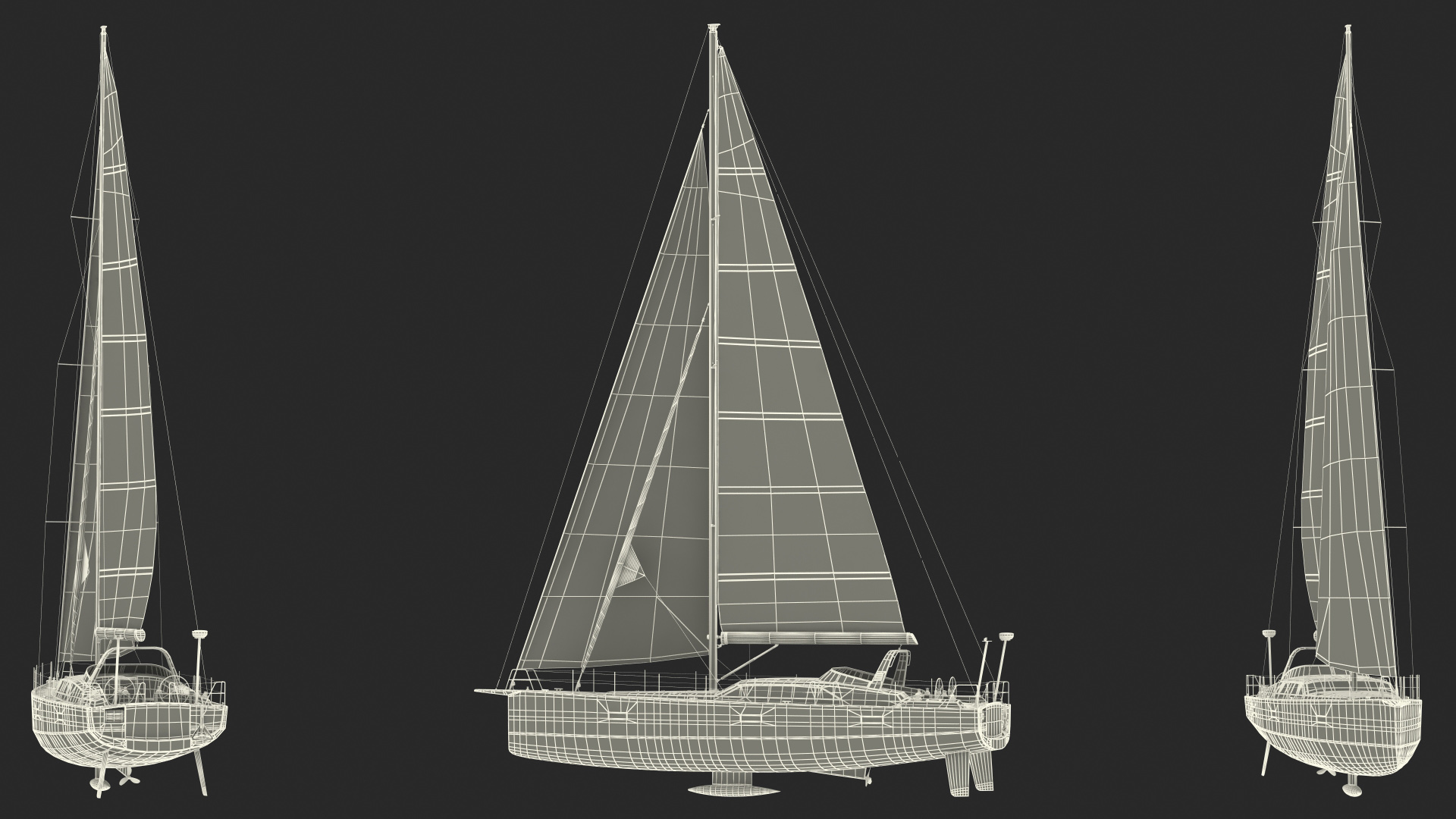 3D model Offshore Sailing Yacht Colored