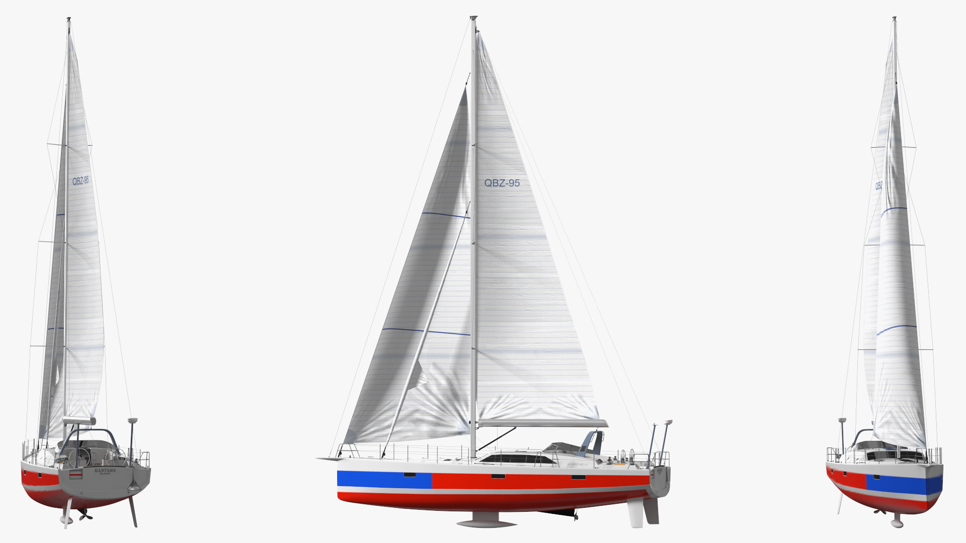 3D model Offshore Sailing Yacht Colored