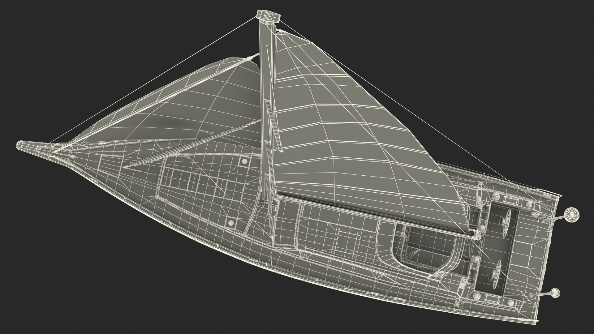 3D model Offshore Sailing Yacht Colored