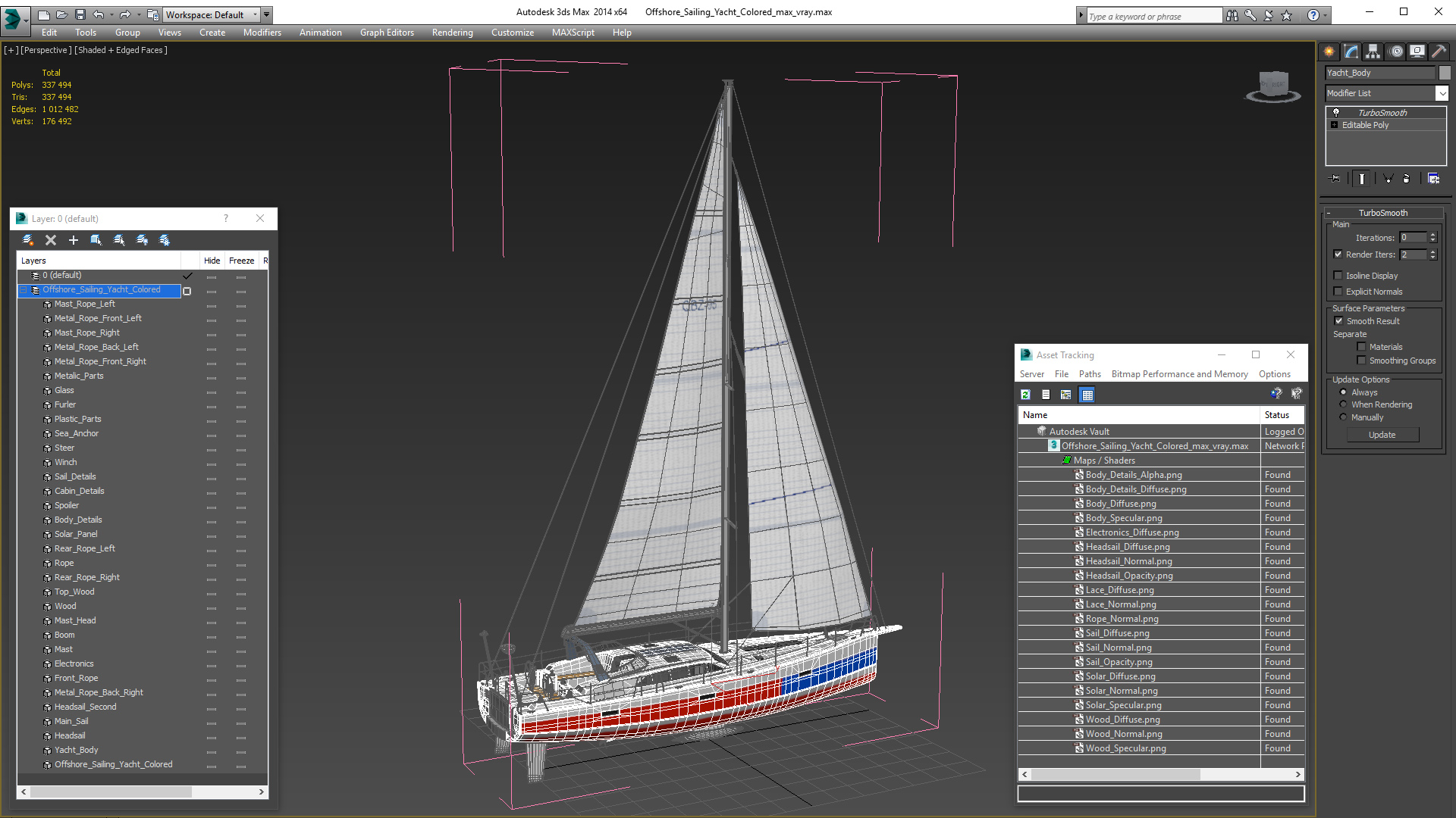 3D model Offshore Sailing Yacht Colored