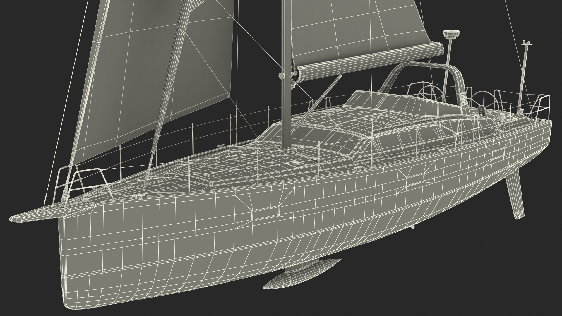 3D model Offshore Sailing Yacht Colored
