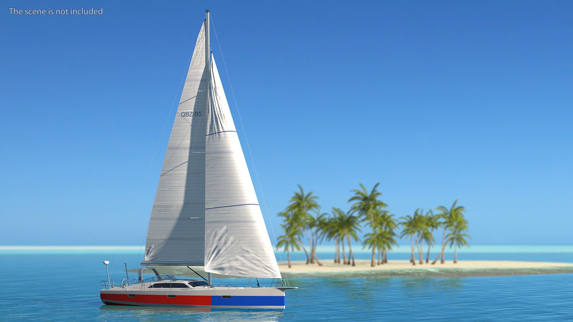 3D model Offshore Sailing Yacht Colored