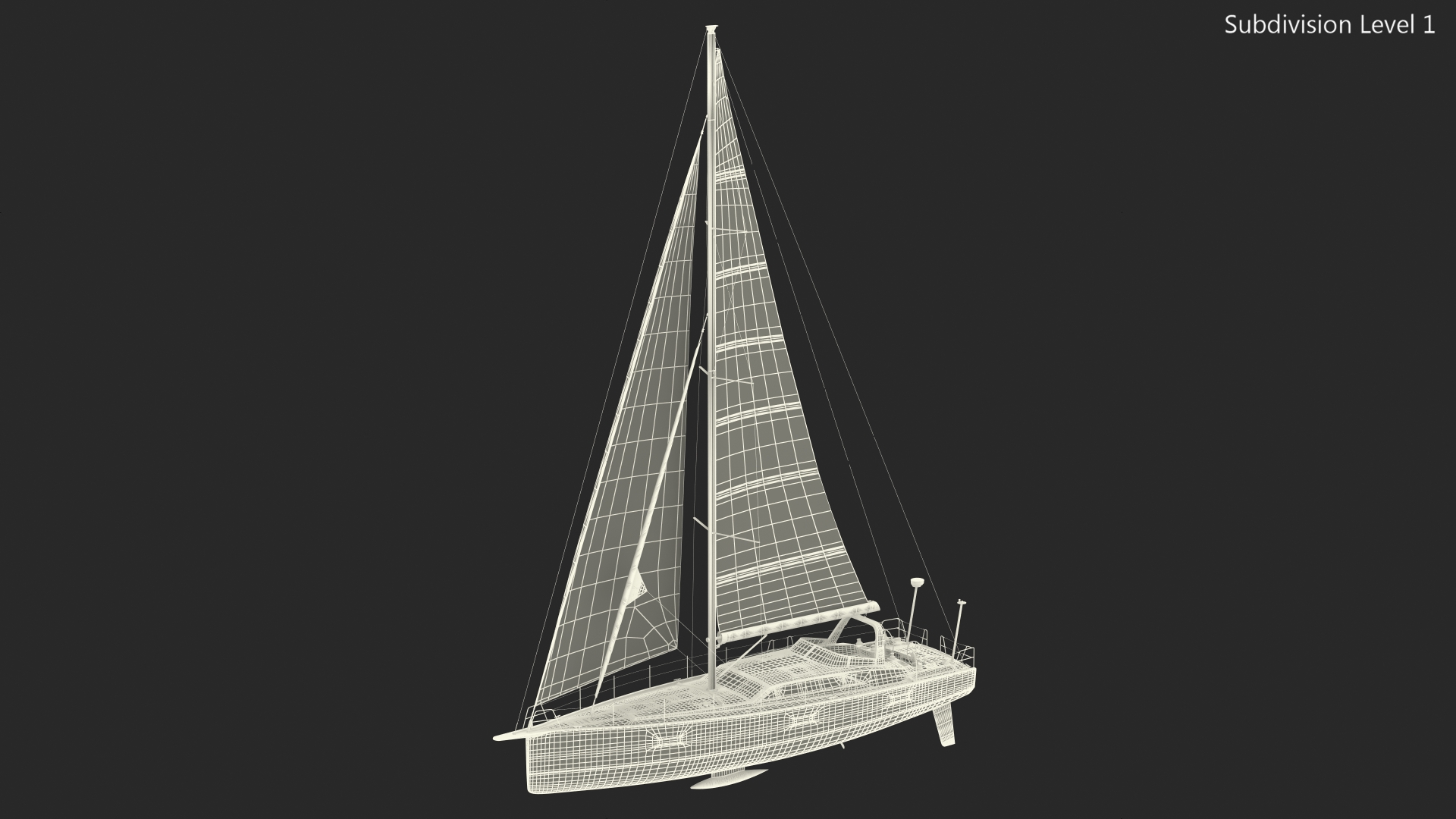 3D model Offshore Sailing Yacht Colored