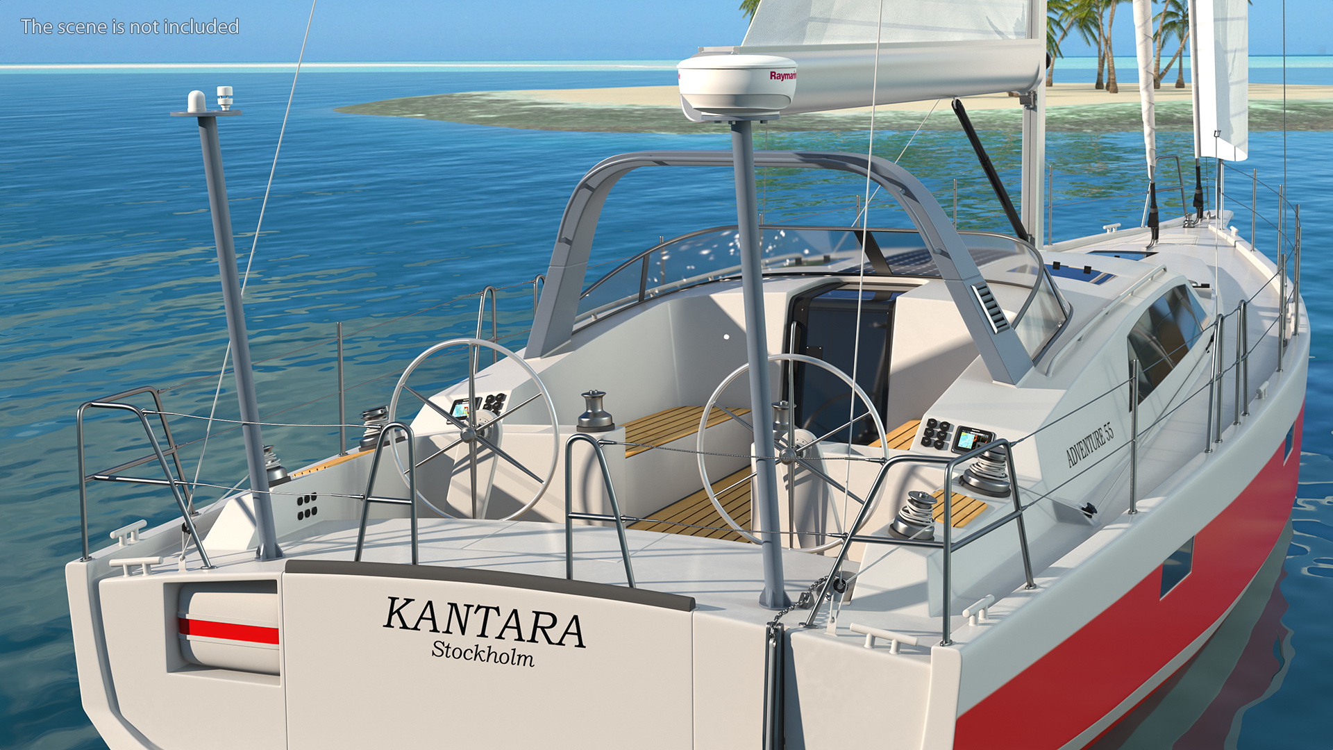3D model Offshore Sailing Yacht Colored