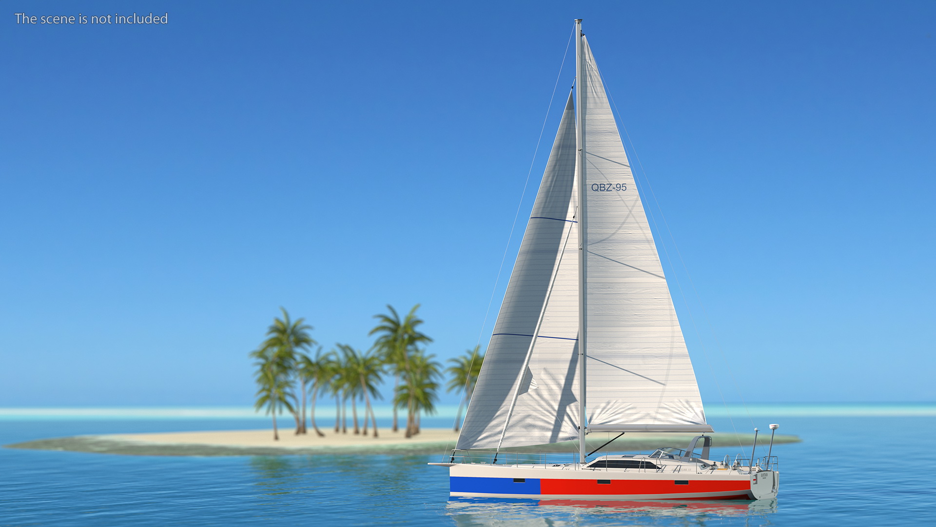 3D model Offshore Sailing Yacht Colored