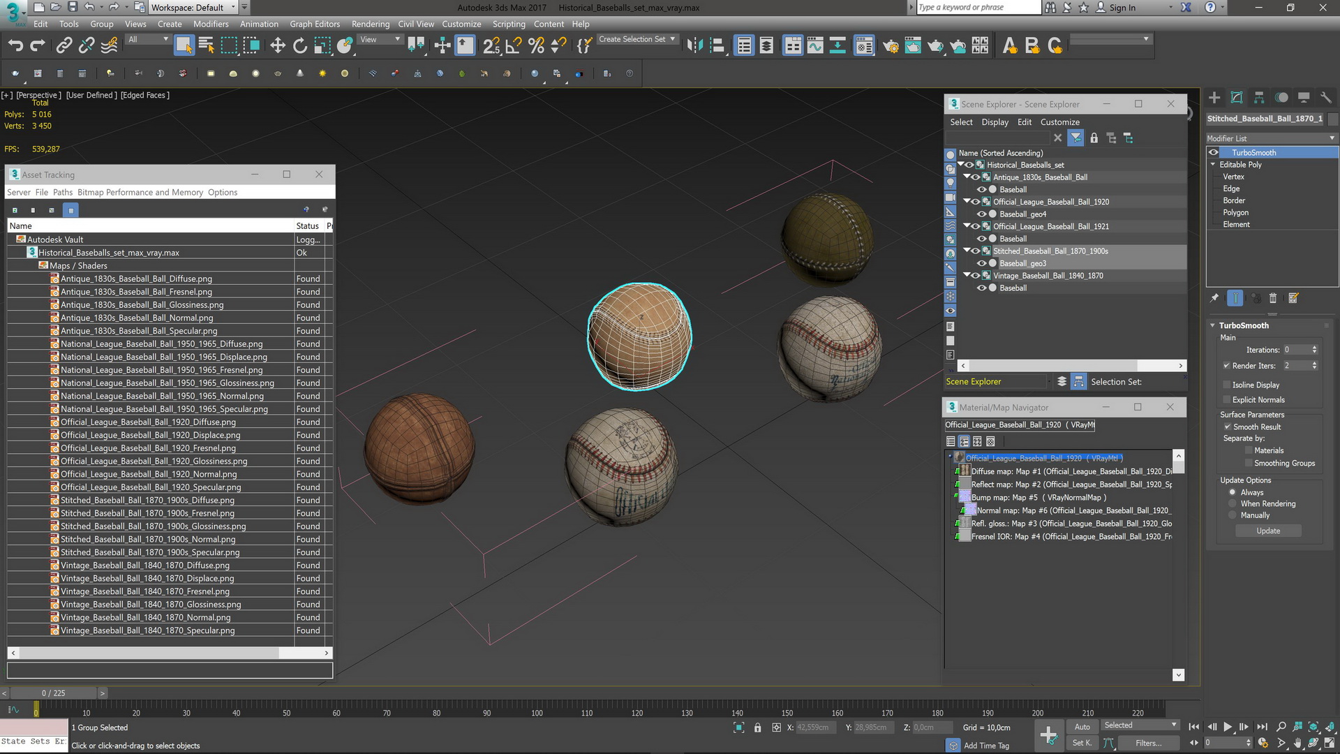 Historical Baseballs set 3D model