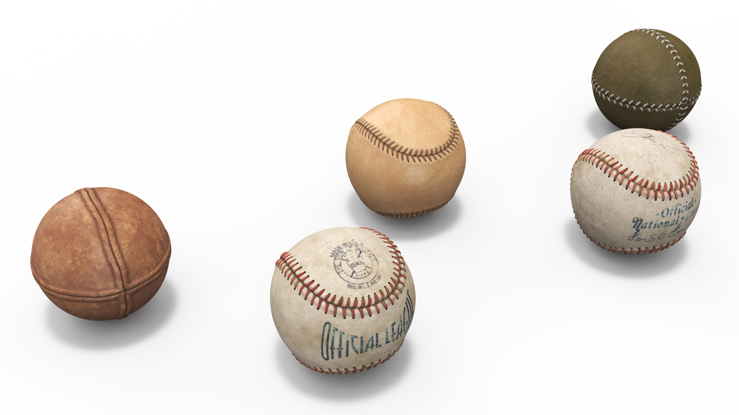 Historical Baseballs set 3D model