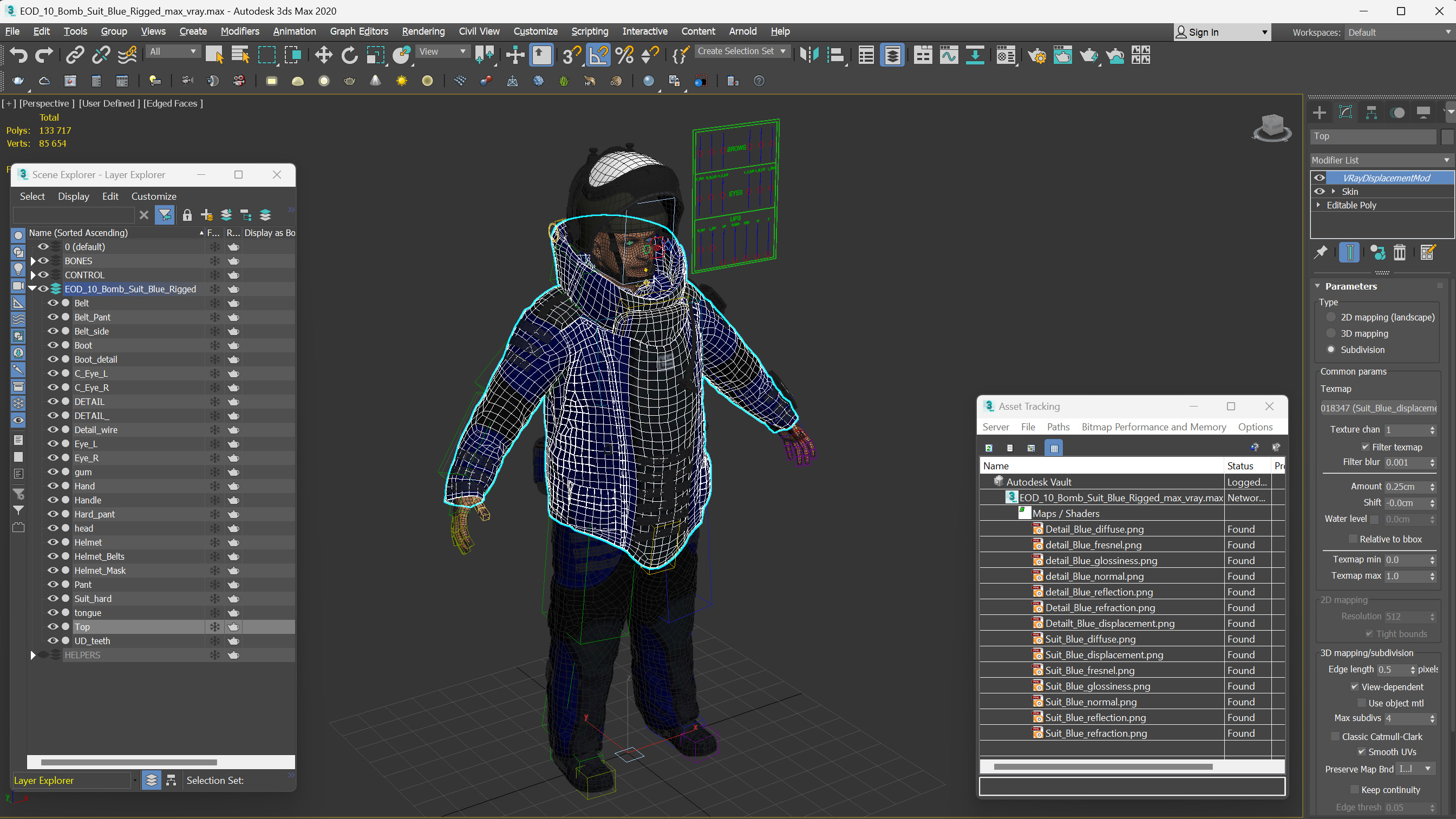 3D EOD 10 Bomb Suit Blue Rigged model