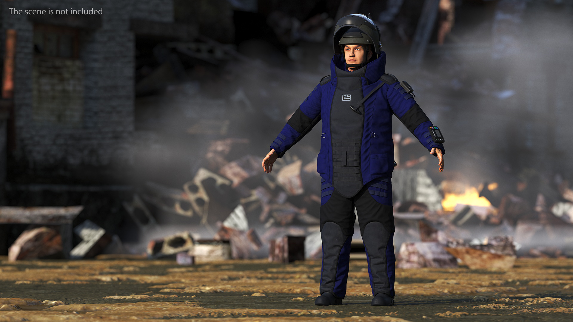 3D EOD 10 Bomb Suit Blue Rigged model
