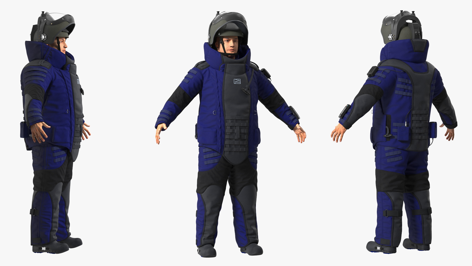 3D EOD 10 Bomb Suit Blue Rigged model