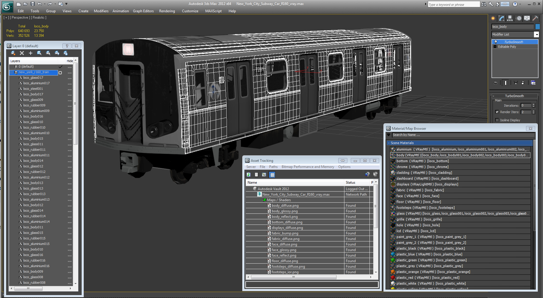 New York City Subway Car R160 3D model