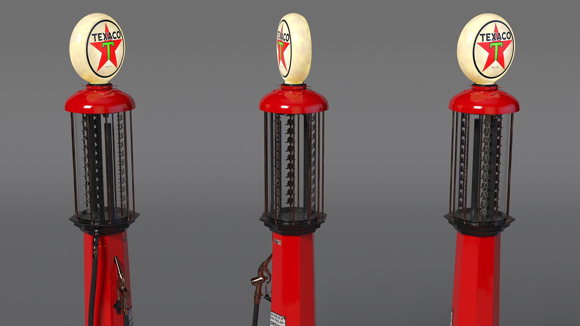3D model Hand Crank Gas Pump TEXACO Light On