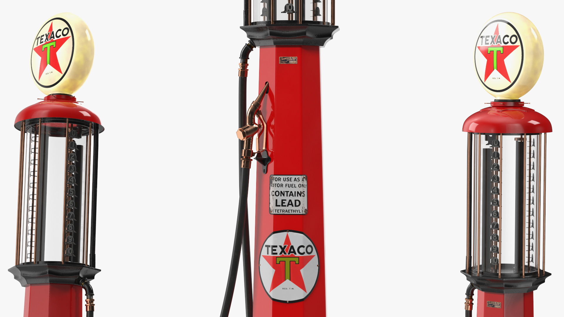 3D model Hand Crank Gas Pump TEXACO Light On