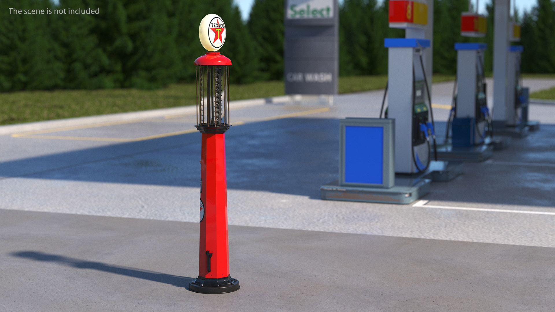 3D model Hand Crank Gas Pump TEXACO Light On