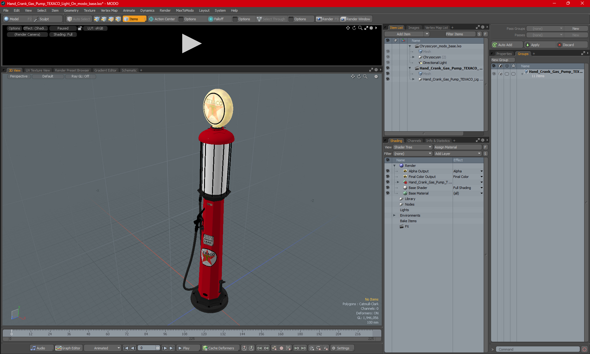 3D model Hand Crank Gas Pump TEXACO Light On