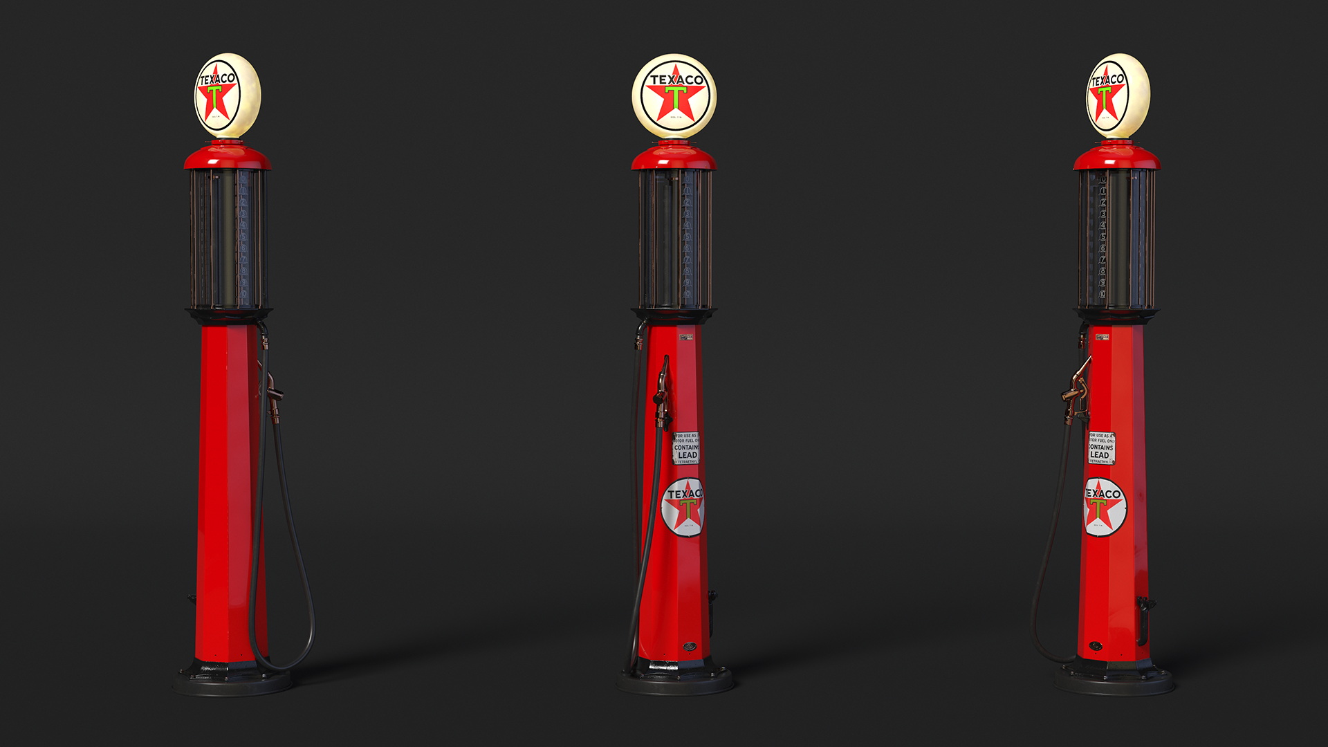 3D model Hand Crank Gas Pump TEXACO Light On
