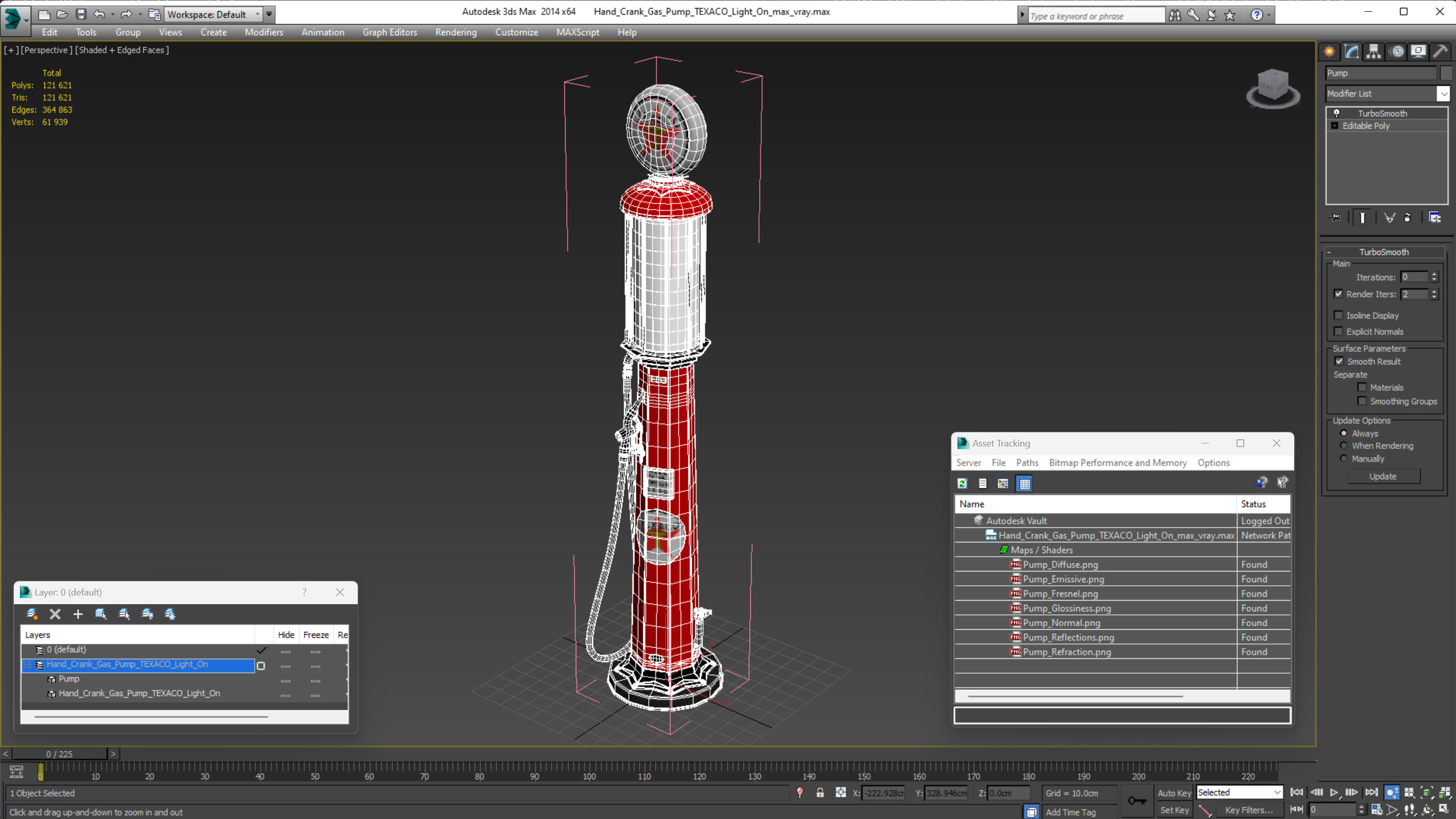 3D model Hand Crank Gas Pump TEXACO Light On