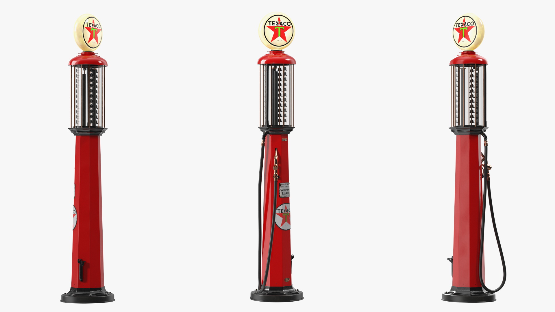 3D model Hand Crank Gas Pump TEXACO Light On