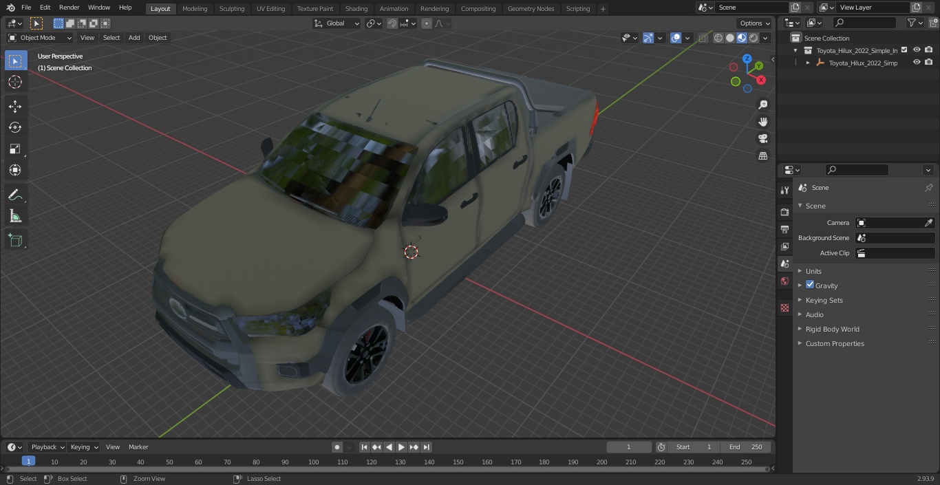3D Toyota Hilux 2022 Simple Interior model